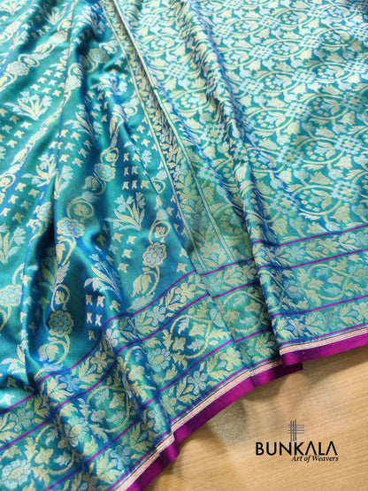 Blue Ektara Banarasi Jamdani Weaved Silk Saree