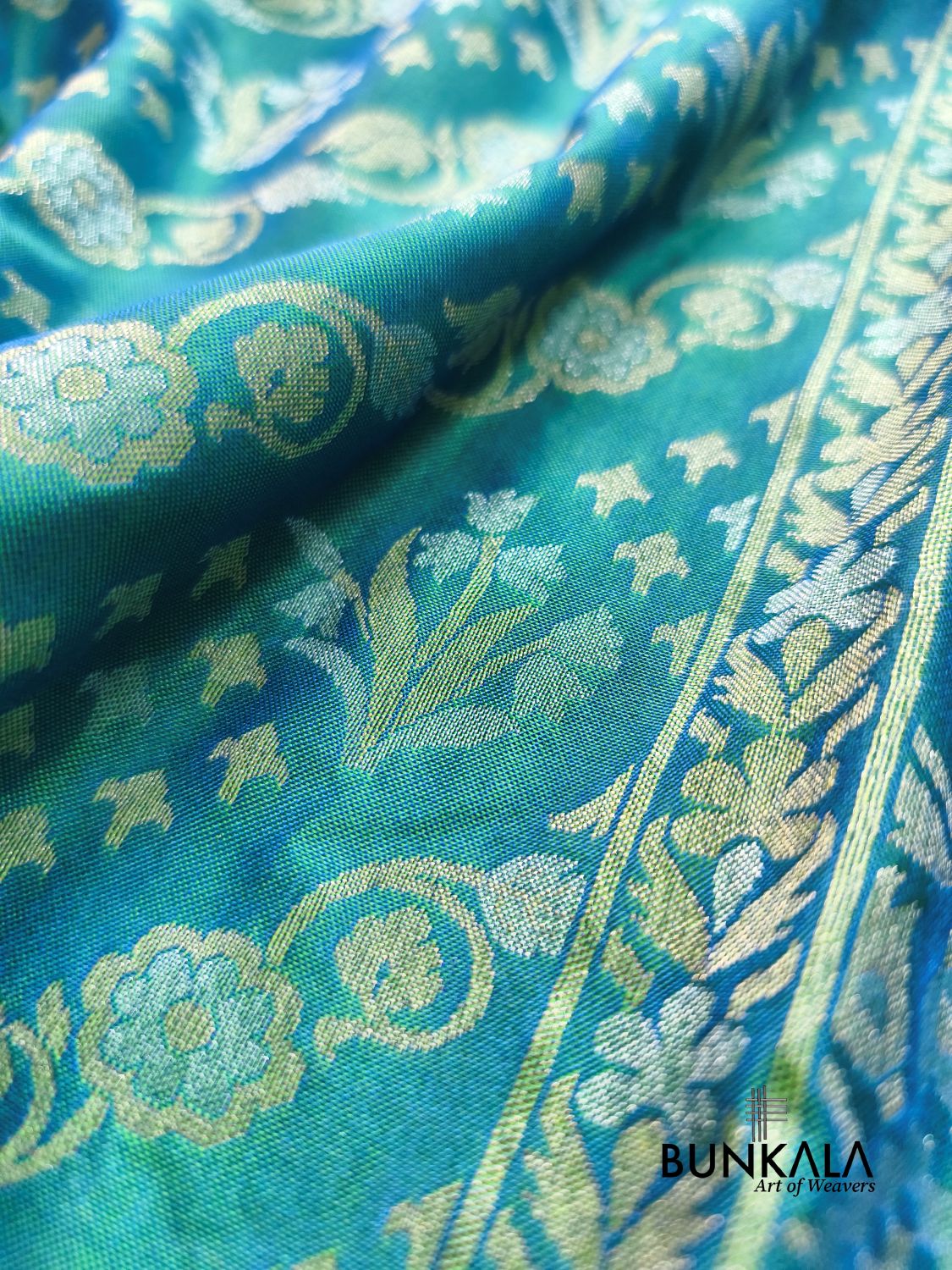 Blue Ektara Banarasi Jamdani Weaved Silk Saree