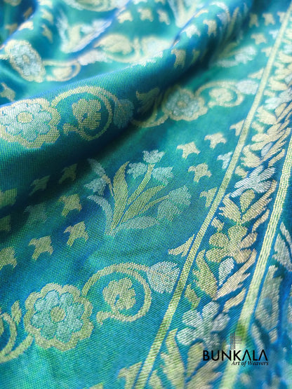Blue Ektara Banarasi Jamdani Weaved Silk Saree