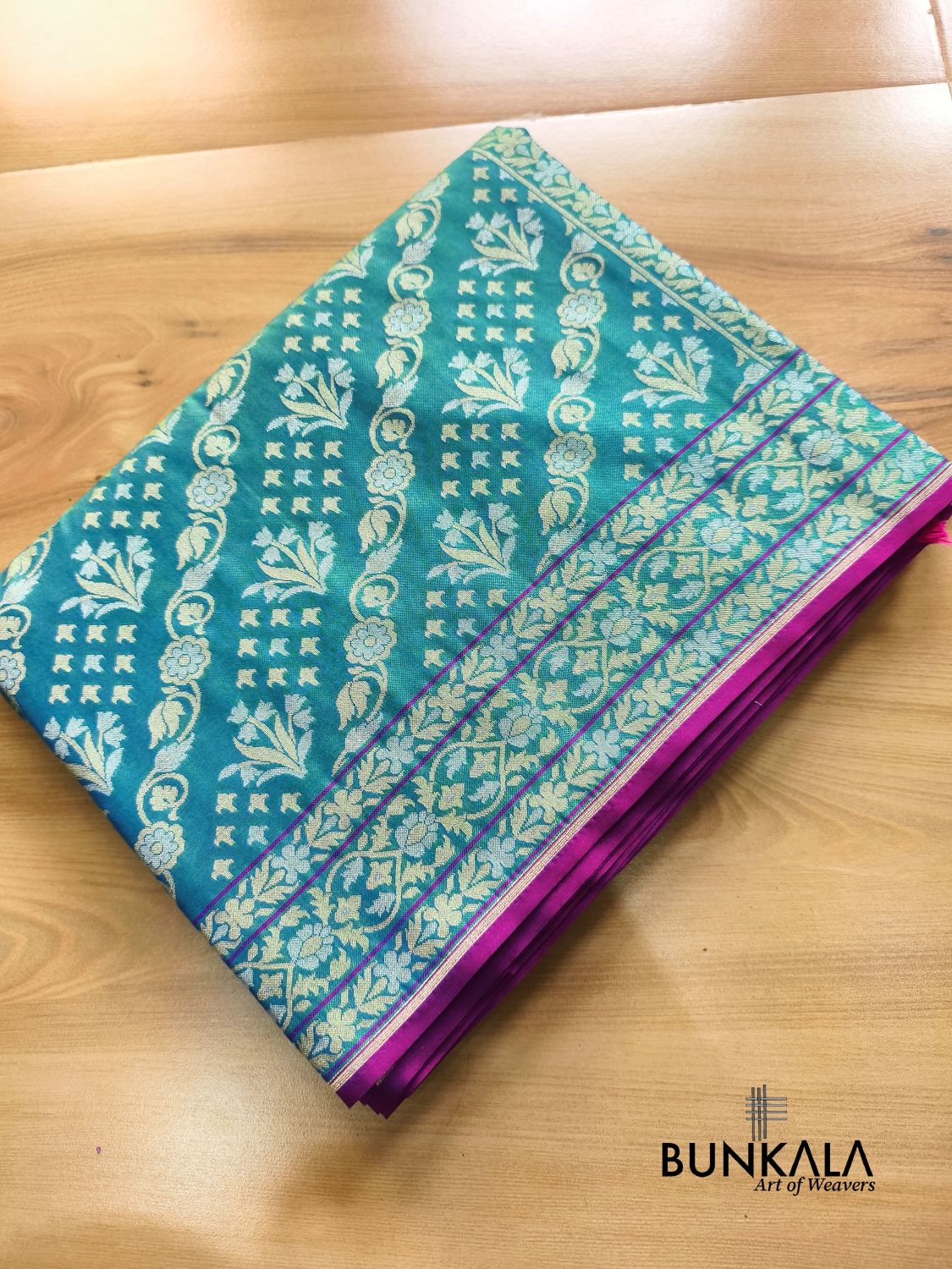 Blue Ektara Banarasi Jamdani Weaved Silk Saree
