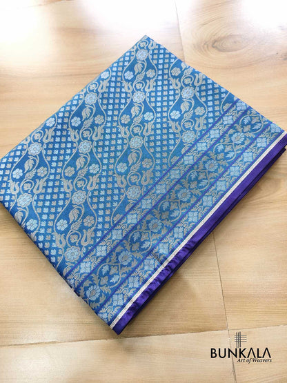 Blue Ektara Banarasi Jamdani Weaved Silk Saree