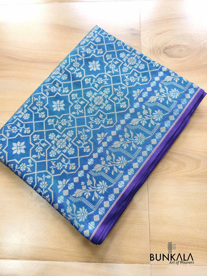 Blue Ektara Banarasi Jamdani Weaved Silk Saree