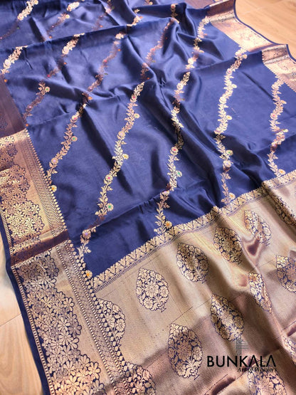 Blue Leheriya Meena Pure Banarasi Mango Silk Saree 