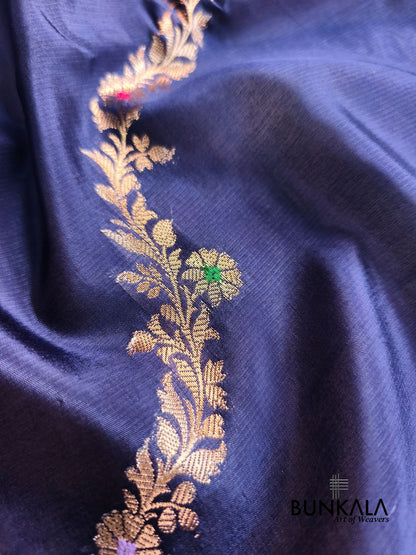 Blue Leheriya Meena Pure Banarasi Mango Silk Saree 