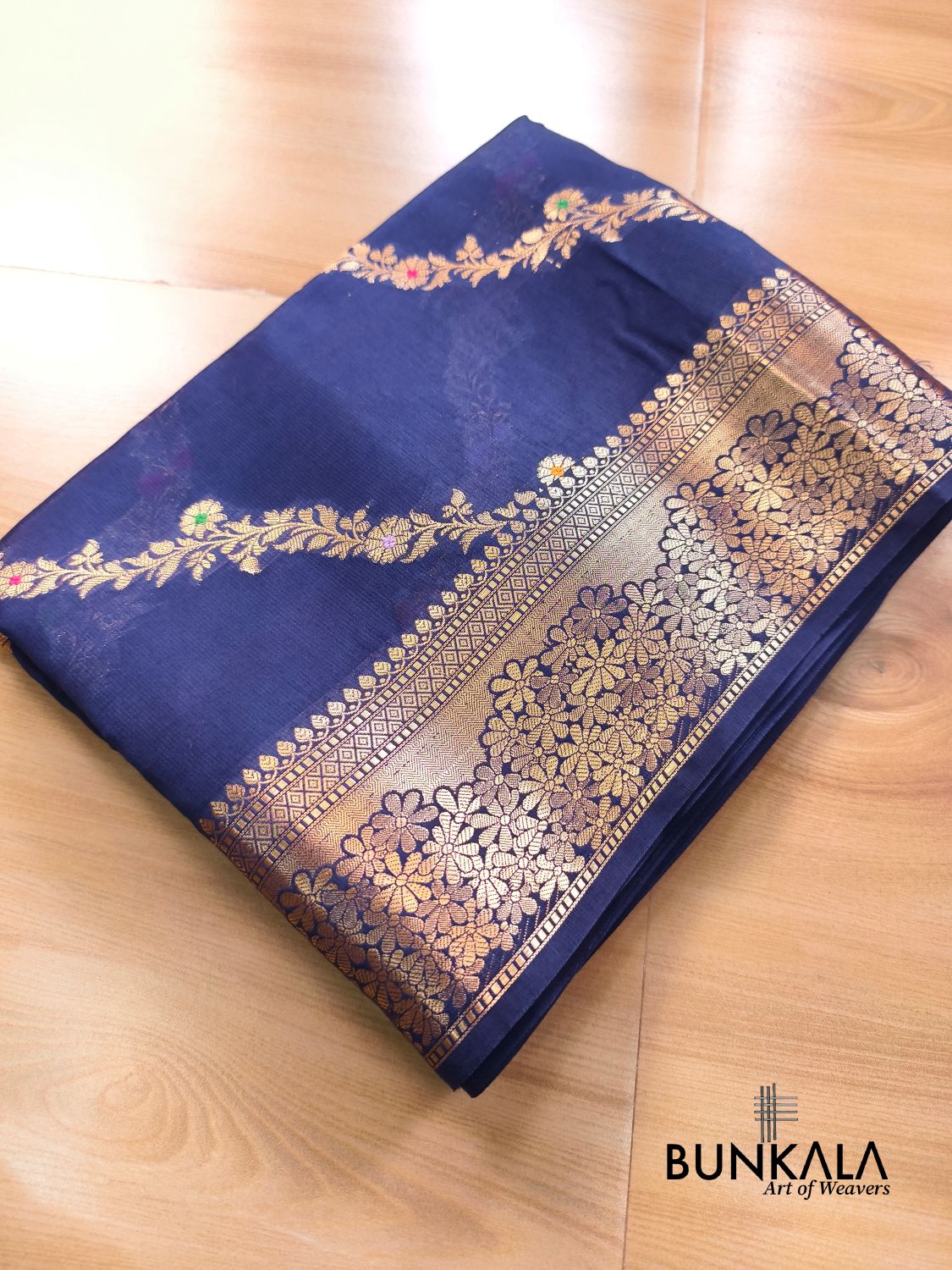 Blue Leheriya Meena Pure Banarasi Mango Silk Saree 