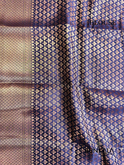 Blue Leheriya Meena Pure Banarasi Mango Silk Saree 