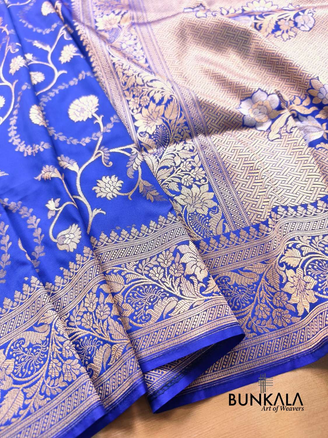 Blue Sona Rupa Floral Jaal Banarasi Silk Saree 