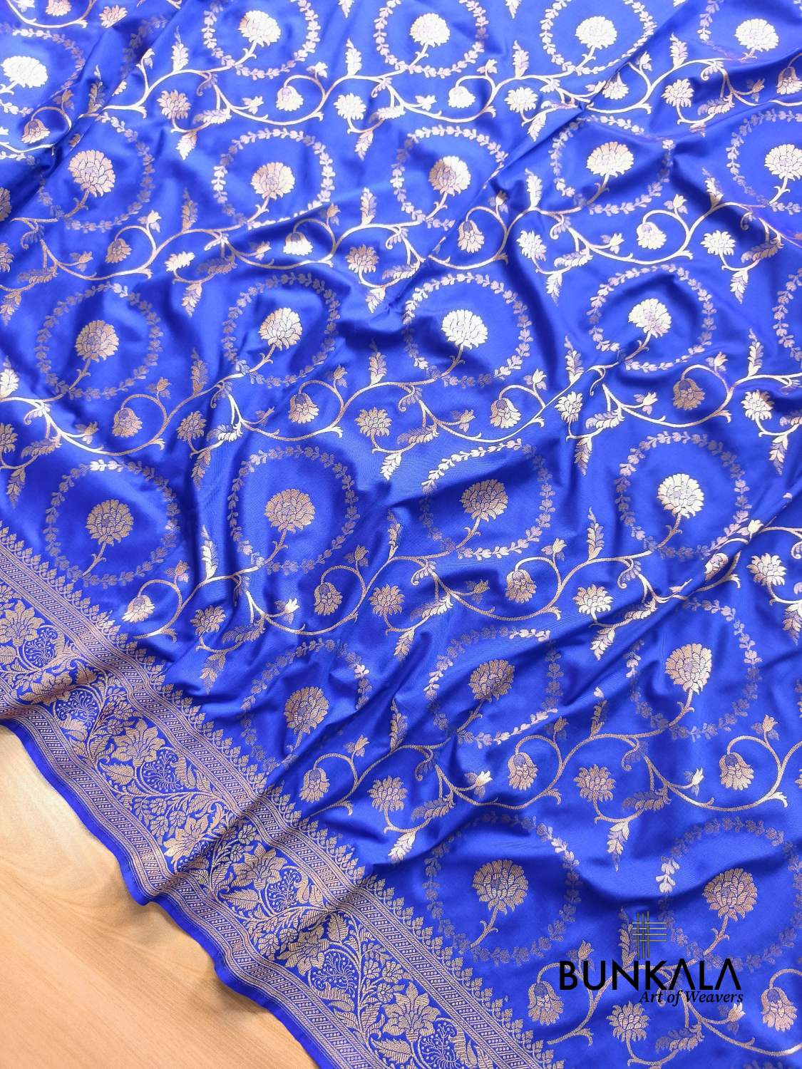 Blue Sona Rupa Floral Jaal Banarasi Silk Saree 