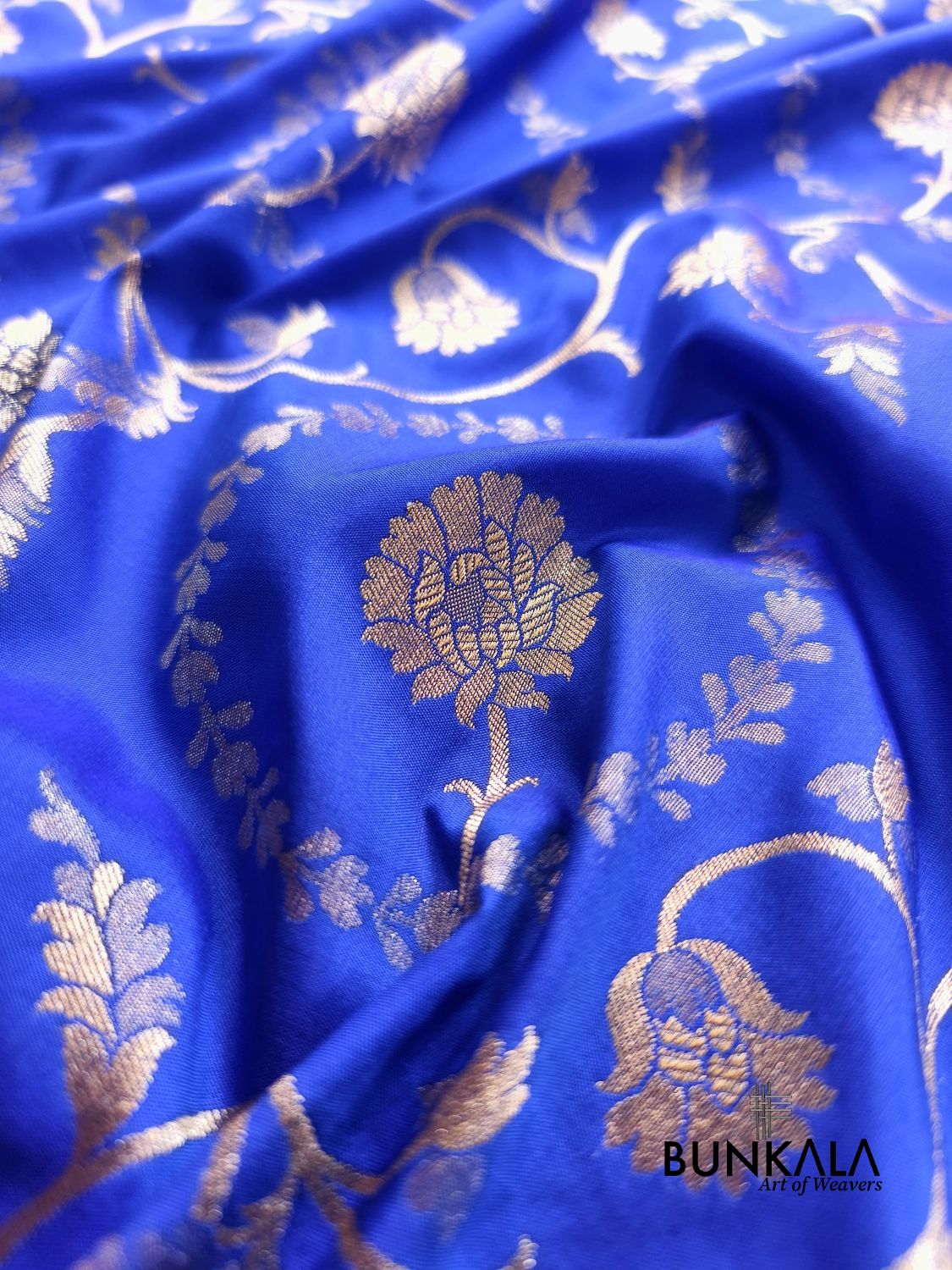 Blue Sona Rupa Floral Jaal Banarasi Silk Saree 