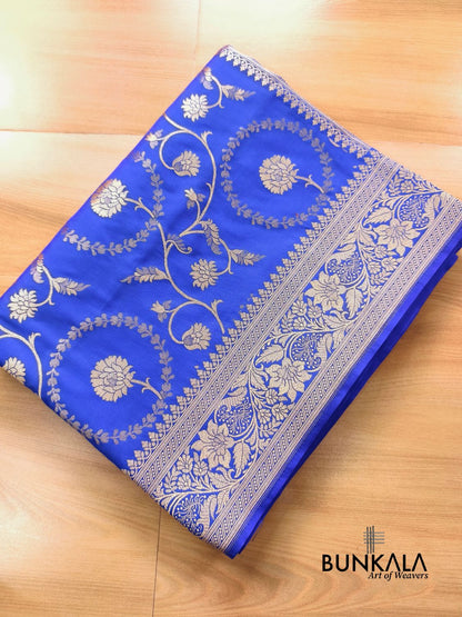 Blue Sona Rupa Floral Jaal Banarasi Silk Saree 
