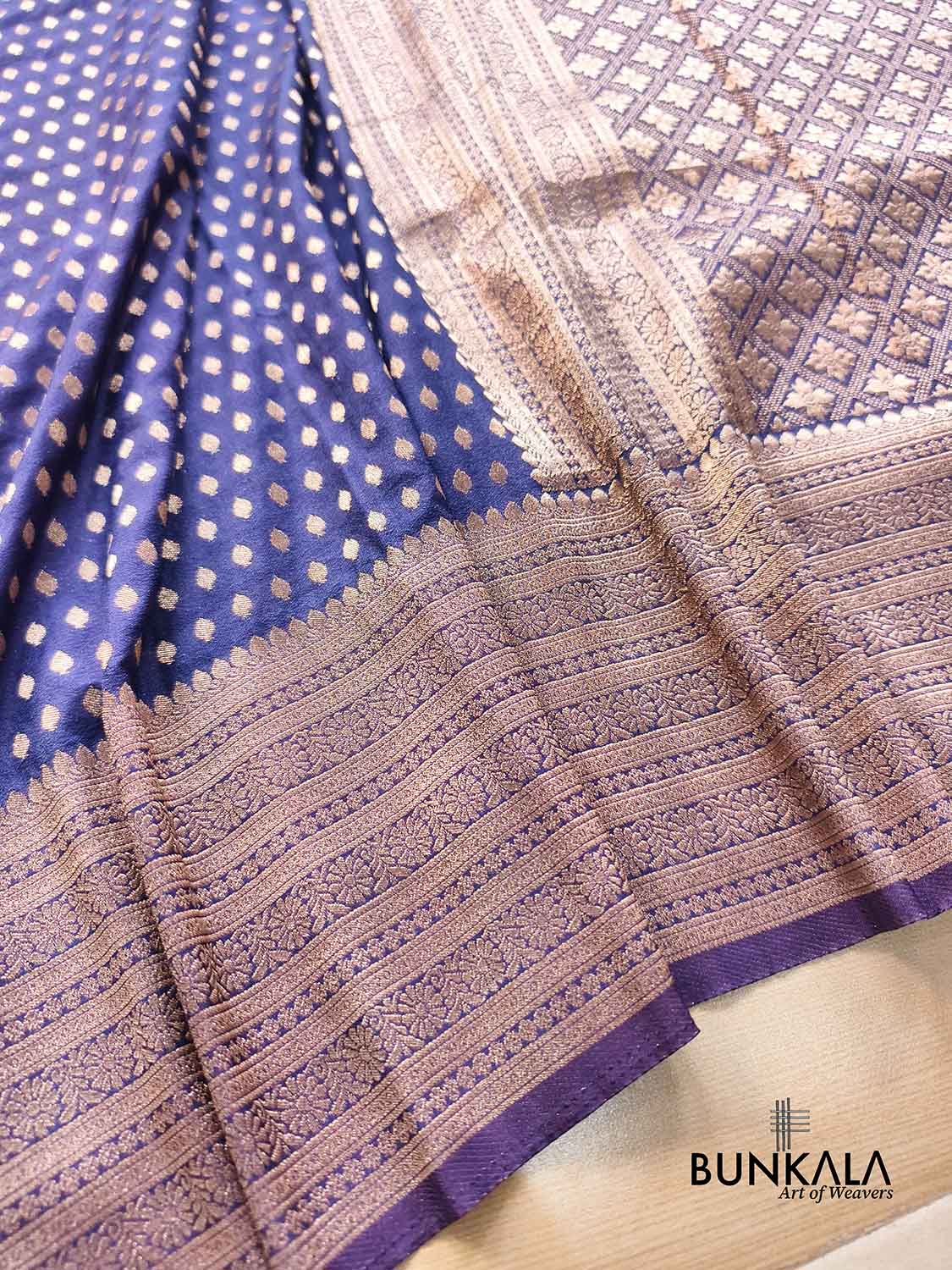 Blue Sona Zari Big Border Banarasi Georgette Saree