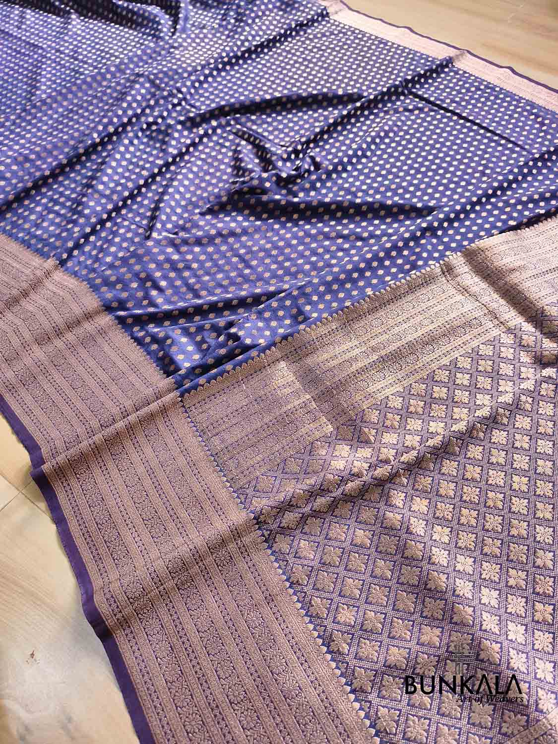 Blue Sona Zari Big Border Banarasi Georgette Saree