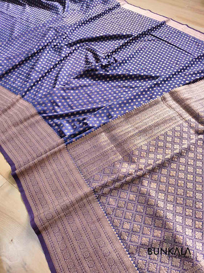 Blue Sona Zari Big Border Banarasi Georgette Saree