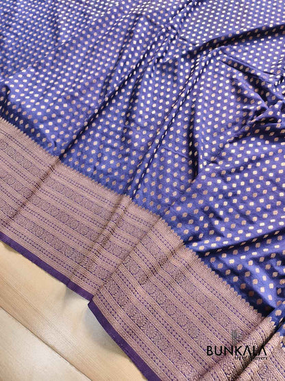 Blue Sona Zari Big Border Banarasi Georgette Saree