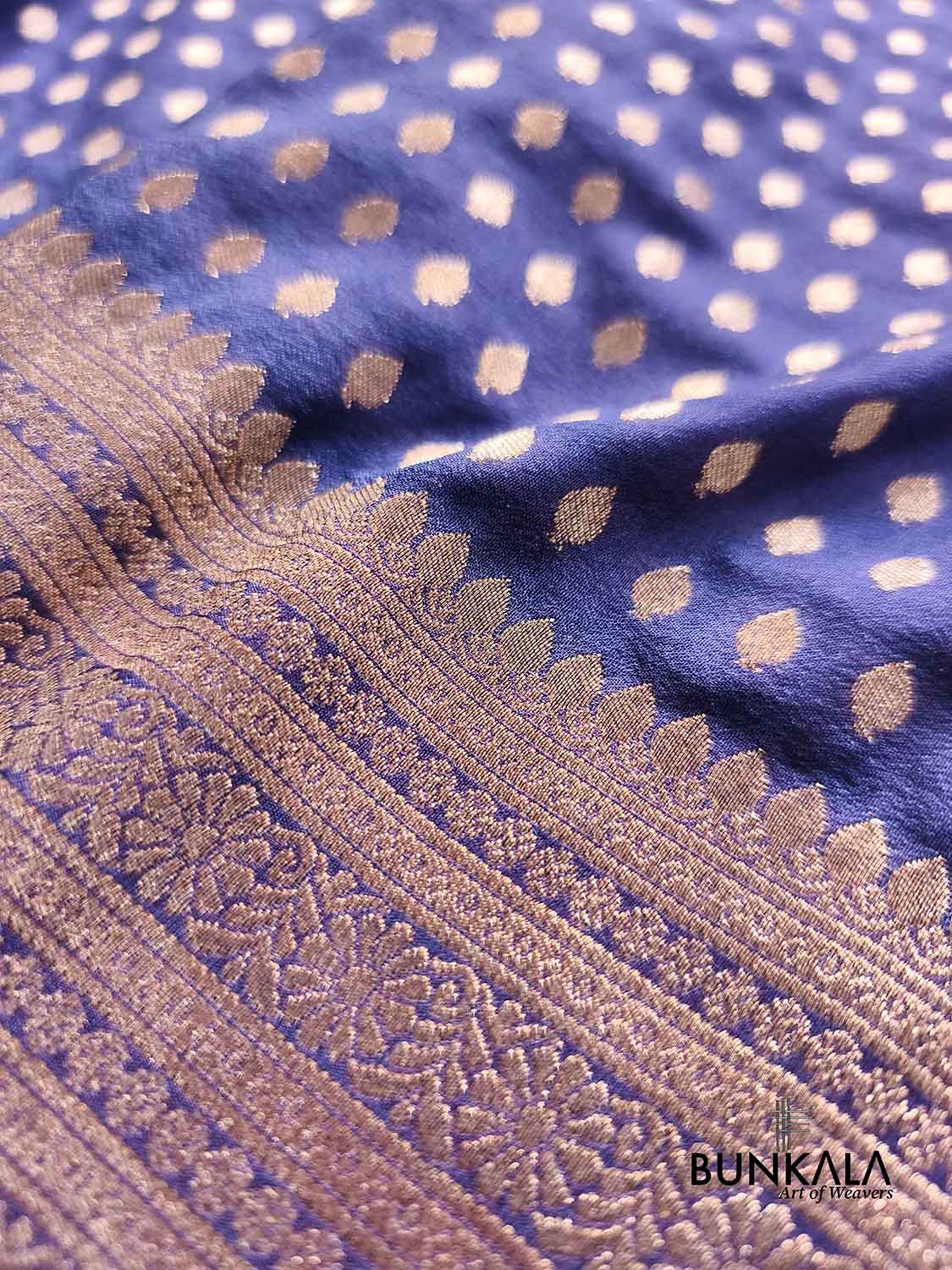 Blue Sona Zari Big Border Banarasi Georgette Saree