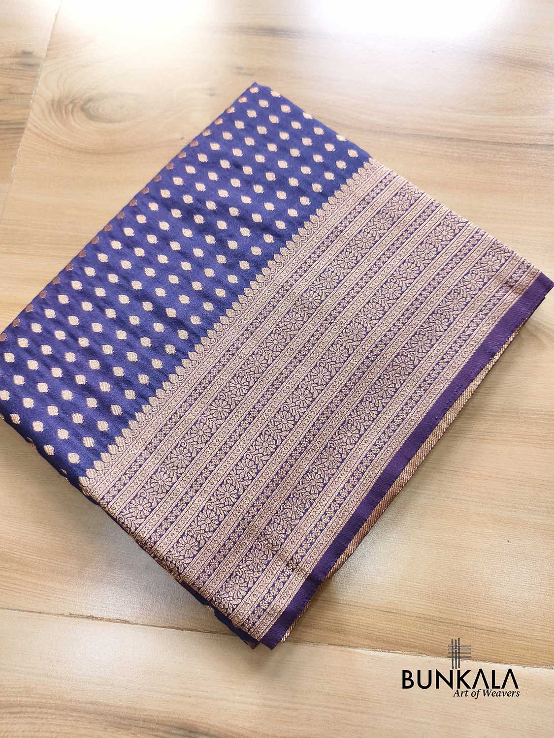Blue Sona Zari Big Border Banarasi Georgette Saree