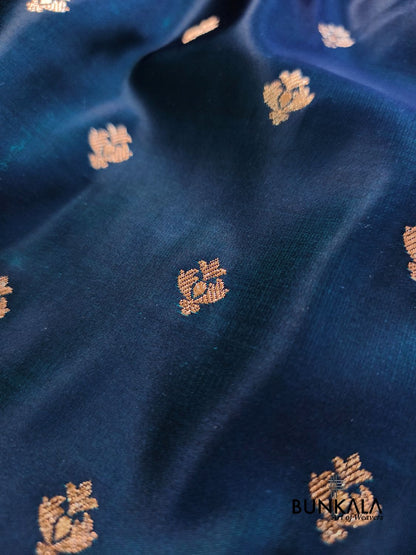 Blue with Pink Contrast Buti Banarasi Mashru Silk Saree