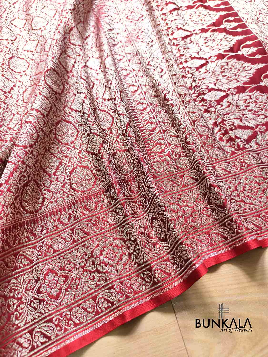 Bridal Edit Maroon Brocade Weaved Banarasi Mashru Silk Saree