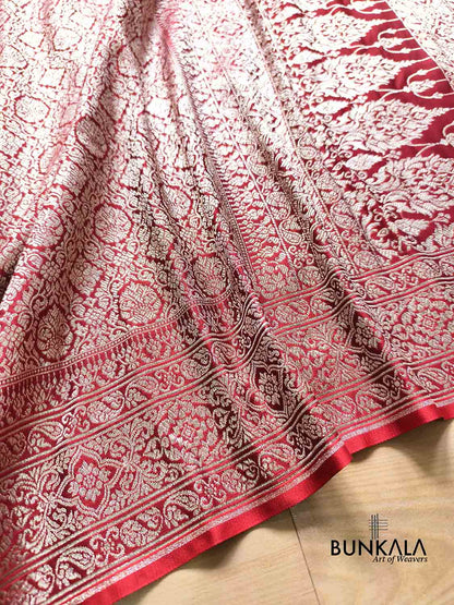 Bridal Edit Maroon Brocade Weaved Banarasi Mashru Silk Saree