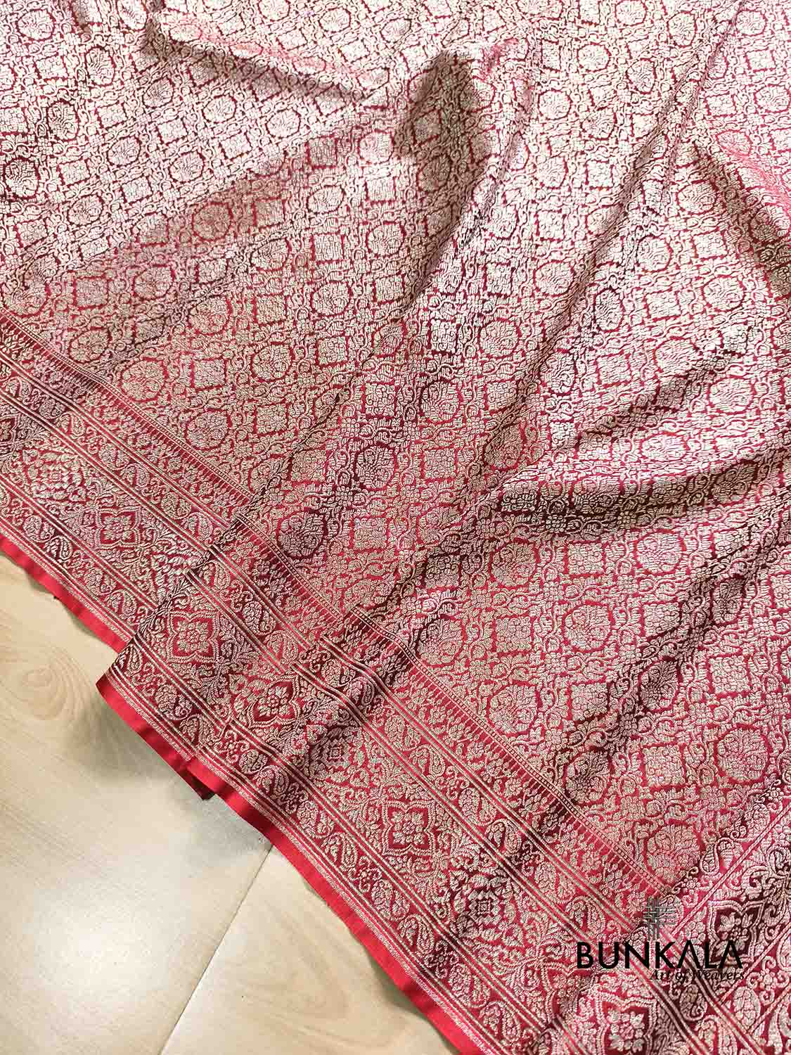 Bridal Edit Maroon Brocade Weaved Banarasi Mashru Silk Saree