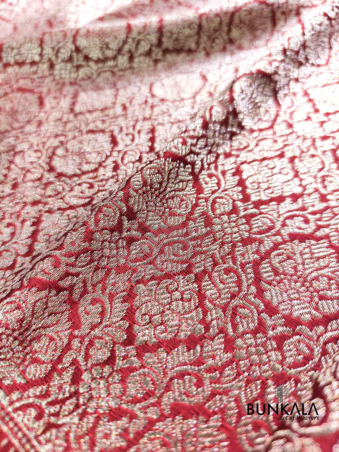 Bridal Edit Maroon Brocade Weaved Banarasi Mashru Silk Saree