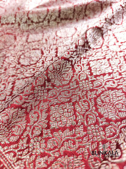 Bridal Edit Maroon Brocade Weaved Banarasi Mashru Silk Saree