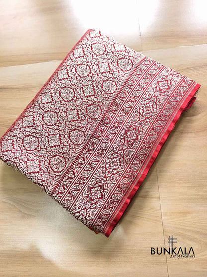 Bridal Edit Maroon Brocade Weaved Banarasi Mashru Silk Saree