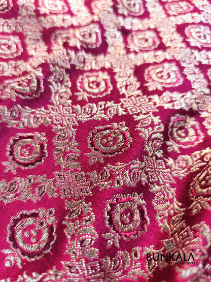 Bridal Magenta Brocade Weaved Banarasi Mashru Silk Saree
