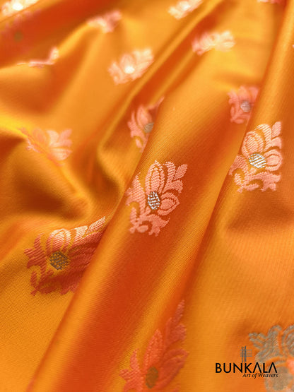 Burnt Orange Buti Jamewar Weaved Banarasi Mashru Silk Saree