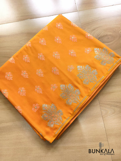 Burnt Orange Buti Jamewar Weaved Banarasi Mashru Silk Saree