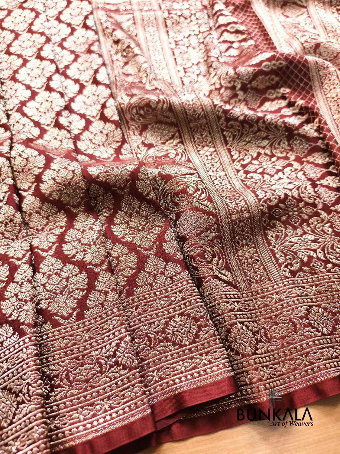Chocolate Brown Brocade Weaved Banarasi Mashru Silk Saree