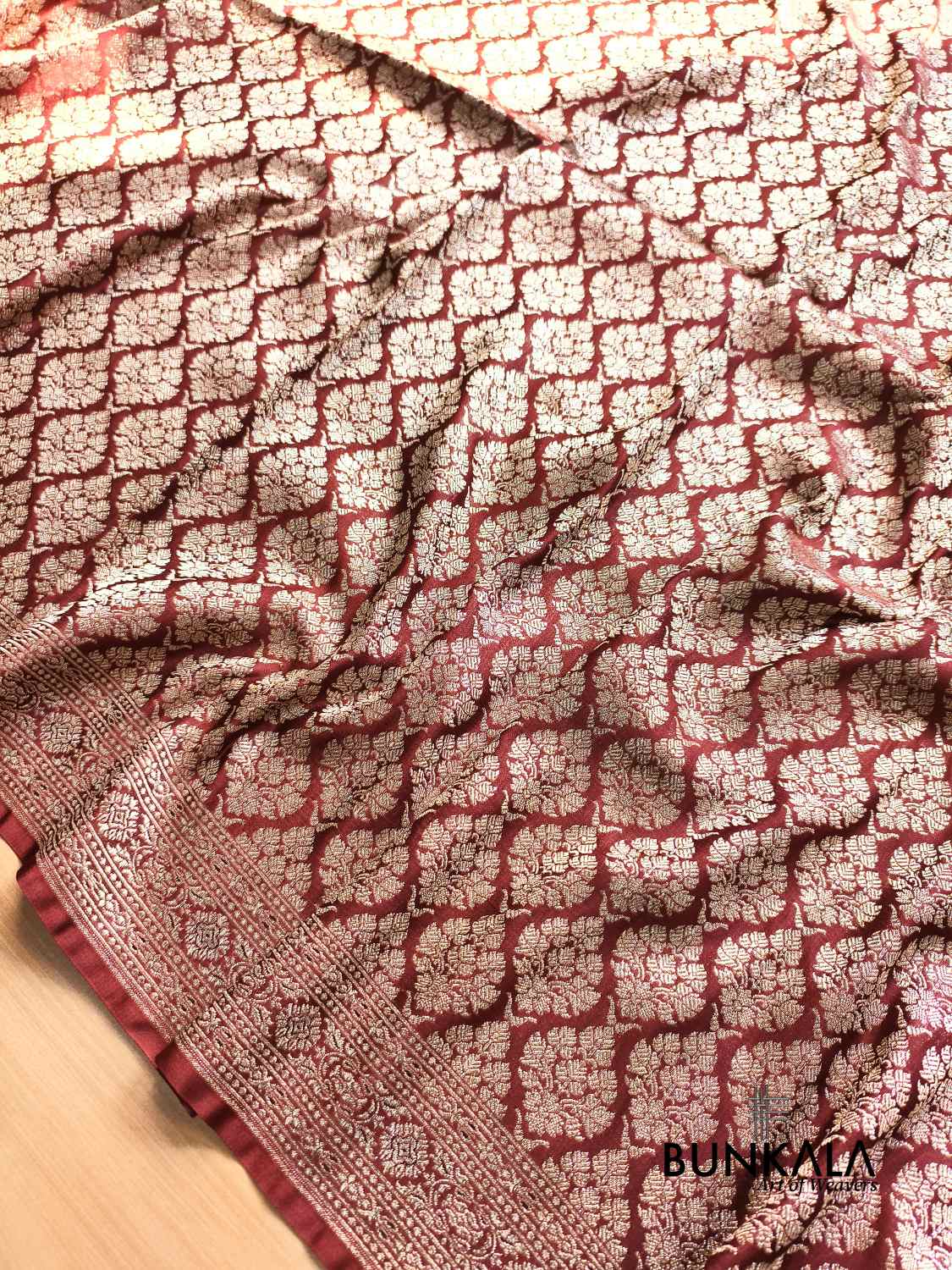 Chocolate Brown Brocade Weaved Banarasi Mashru Silk Saree