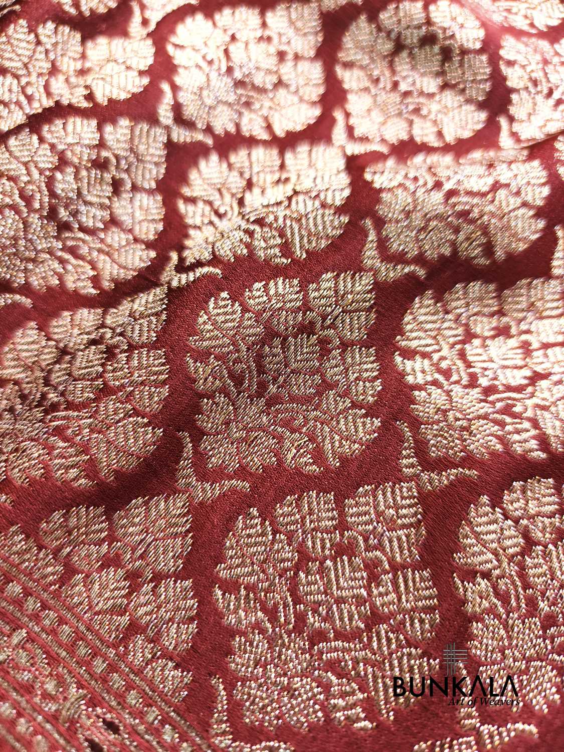 Chocolate Brown Brocade Weaved Banarasi Mashru Silk Saree