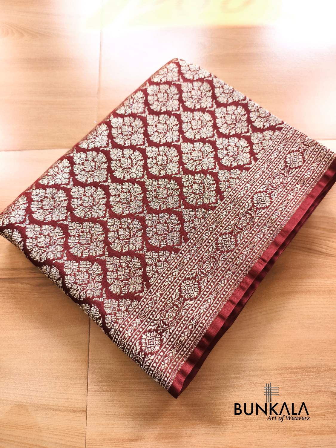 Chocolate Brown Brocade Weaved Banarasi Mashru Silk Saree