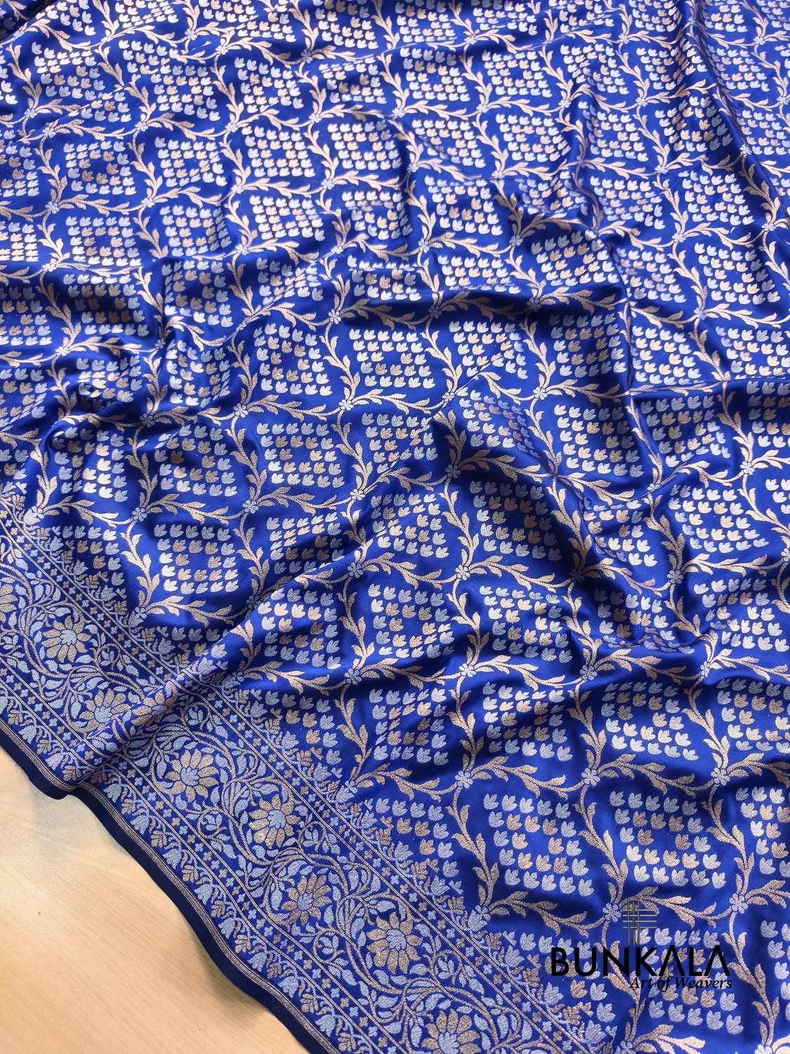 Deep Blue Sona Rupa Floral Jaal Banarasi Silk Saree 