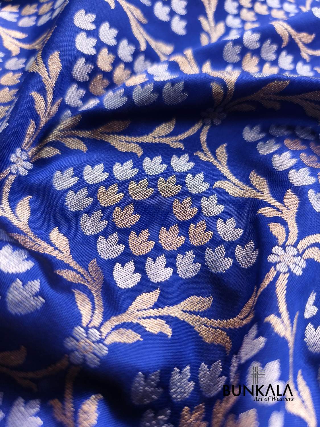 Deep Blue Sona Rupa Floral Jaal Banarasi Silk Saree 