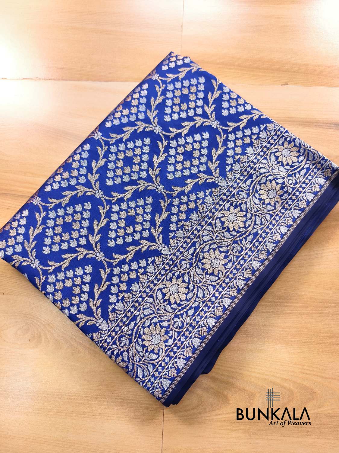 Deep Blue Sona Rupa Floral Jaal Banarasi Silk Saree 