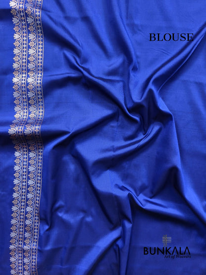 Deep Blue Sona Rupa Floral Jaal Banarasi Silk Saree 