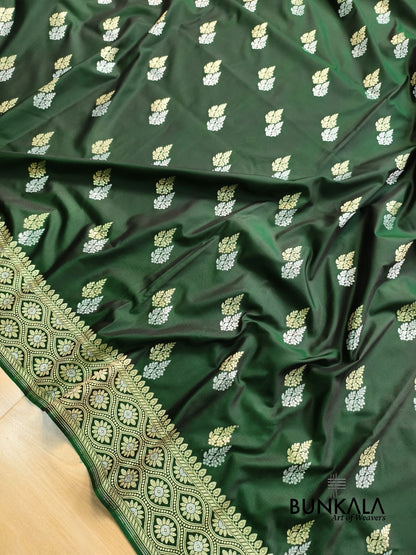 Deep Green Sona Rupa Booti Banarasi Silk Saree