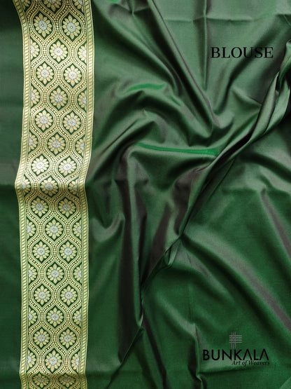 Deep Green Sona Rupa Booti Banarasi Silk Saree