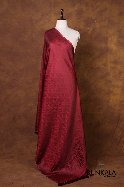 Deep Maroon Mashru Silk Brocade Resham Weaved Banarasi Dupatta 