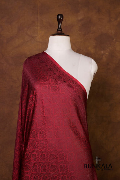 Deep Maroon Mashru Silk Brocade Resham Weaved Banarasi Dupatta 