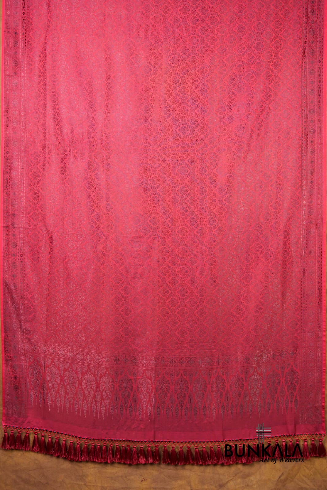 Deep Maroon Mashru Silk Brocade Resham Weaved Banarasi Dupatta 