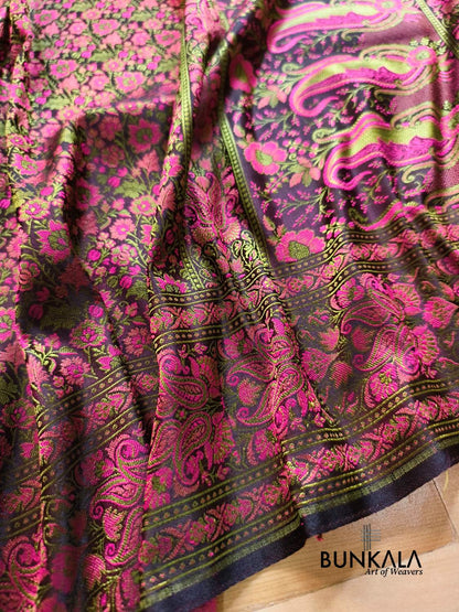 Deep Purple Banarasi Meena Jamewar Weaved Mashru Silk Saree 