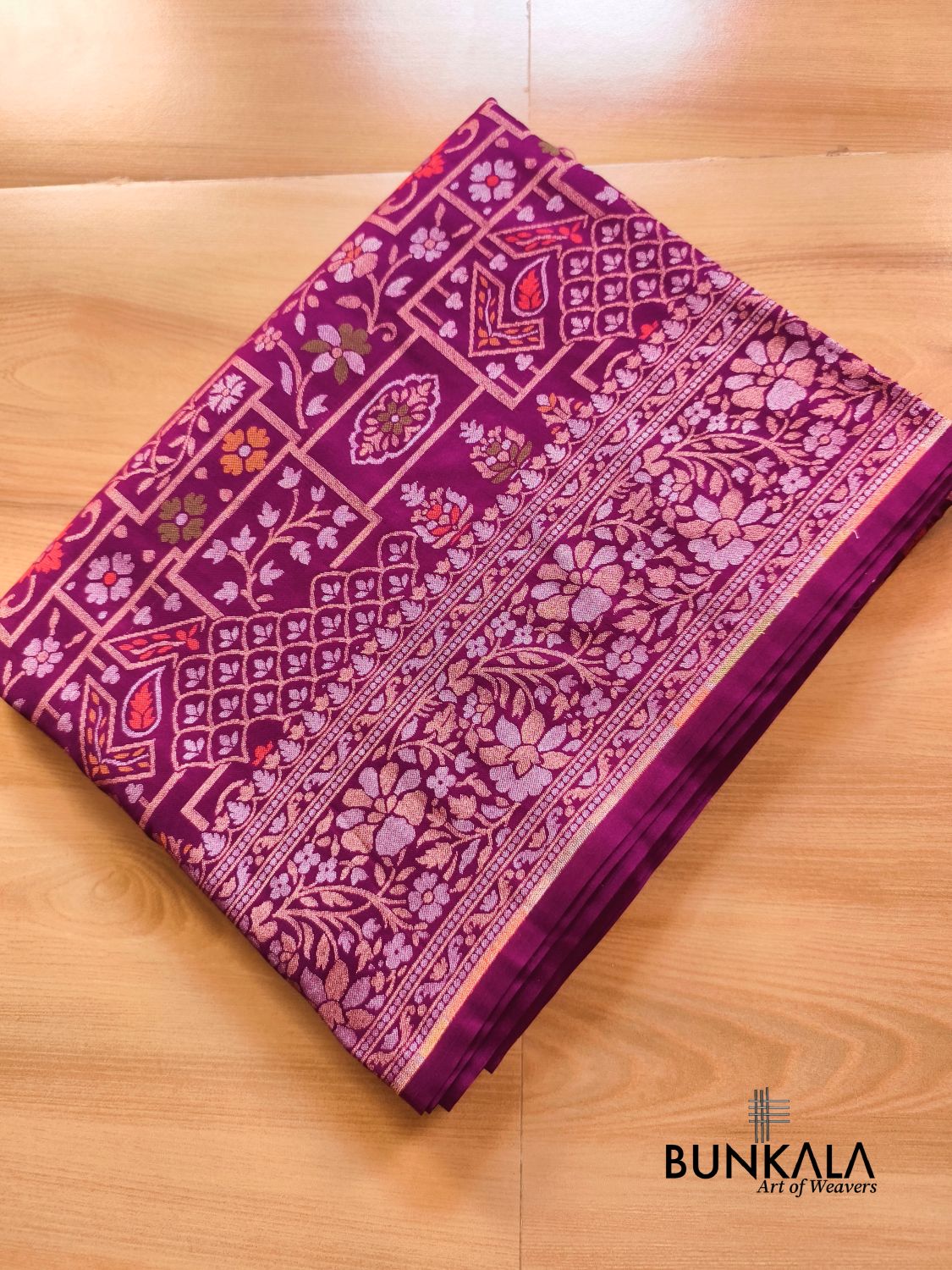 Deep Purple Ektara Banarasi Jamdani Meenakari Weaved Silk Saree