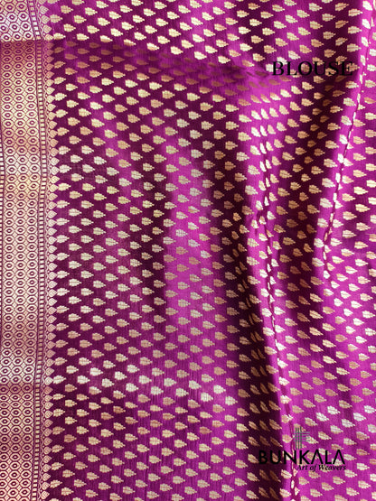 Deep Purple Meena Floral Pure Banarasi Mango Silk Saree 