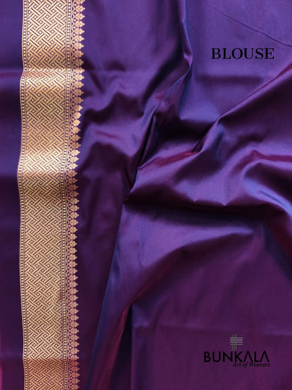 Deep Purple Sona Rupa Floral Jaal Banarasi Silk Saree 