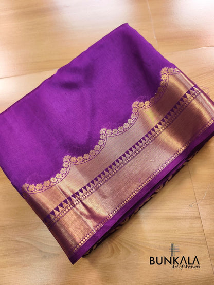 Deep Purple Sona Rupa Geometric Design Pure Banarasi Mango Silk Saree