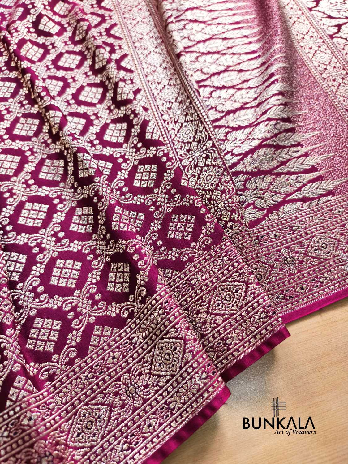 Deep Wine Brocade Weaved Banarasi Mashru Silk Saree 