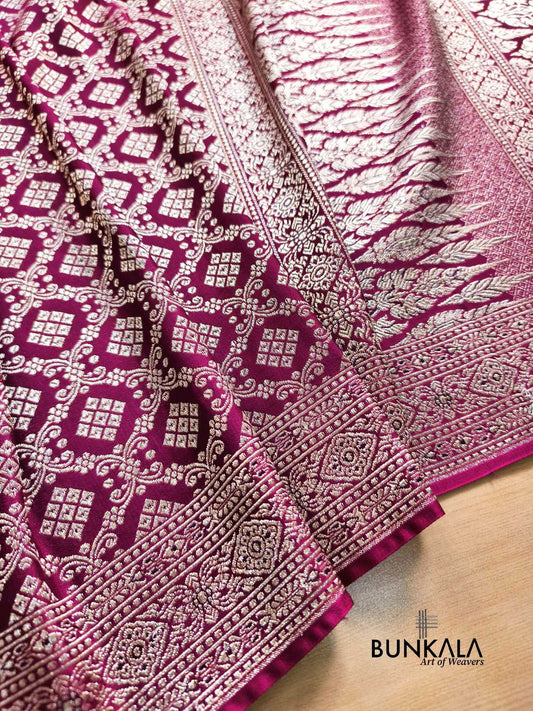 Deep Wine Brocade Weaved Banarasi Mashru Silk Saree 